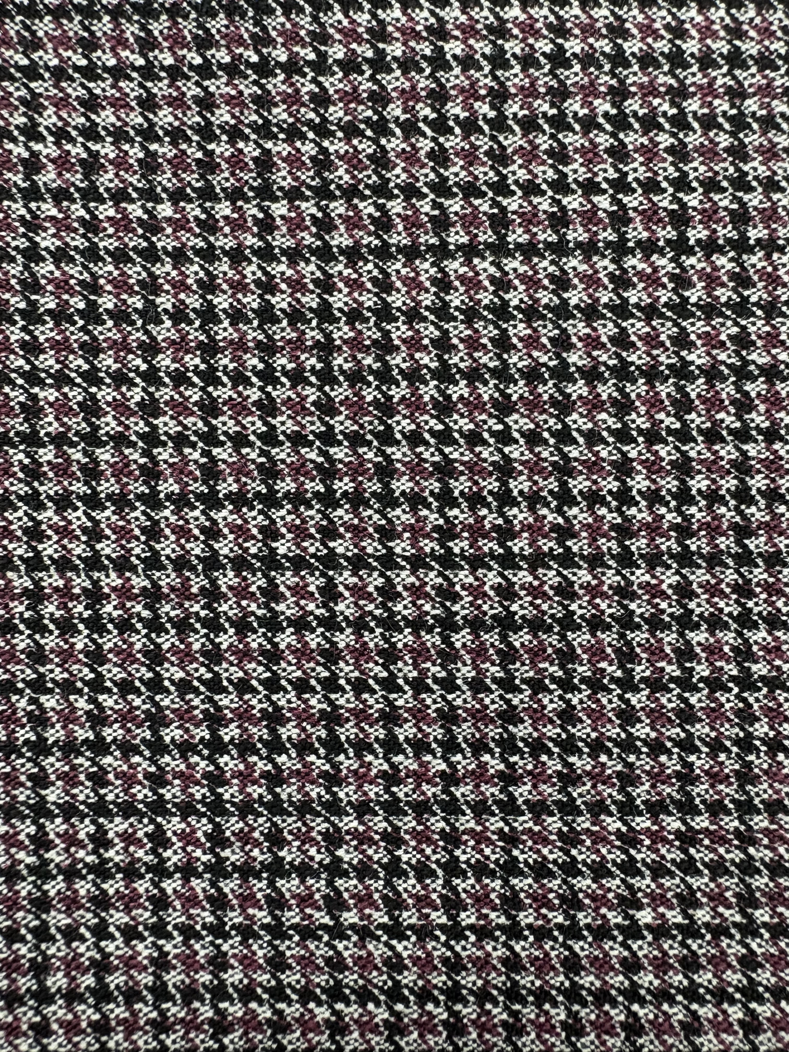 Cotton Mix Fibres-Burgundy/Black/Silver Check